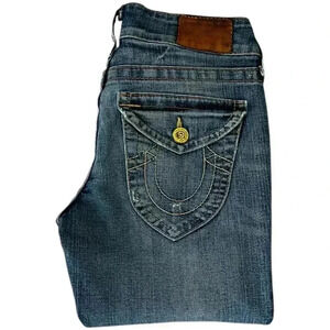 True Religion Yellow Point Flap Pocket Slim Straight Jeans